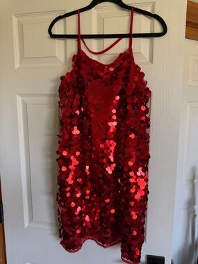Topshop Red Sequin Slip Dress